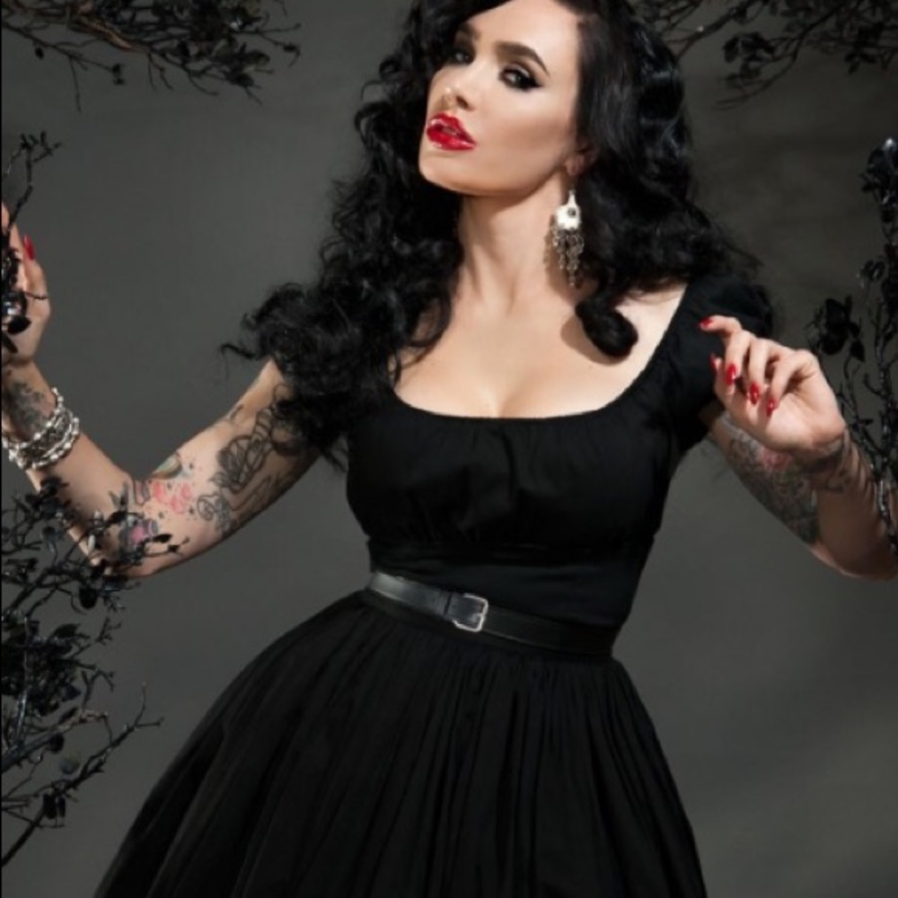 Pinup Girl Clothing Black Peasant Top
